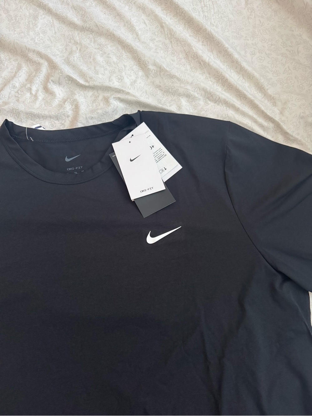 Nike Black Short-Sleeve Dri-FIT Crew Tee with White Swoosh